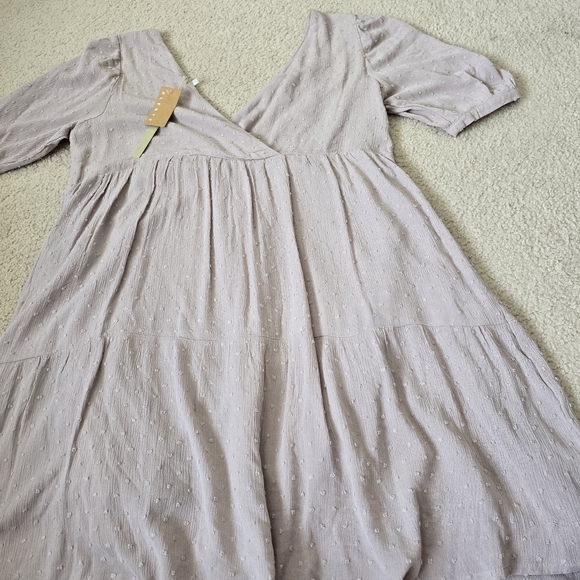 NWT $115 Monk & Lou Swiss Dot Tiered Dress Size L Blush Pink Maeve - Picture 10 of 11